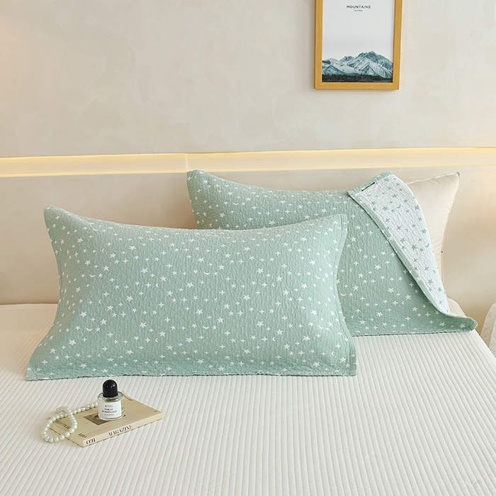 91家纺网 家纺一手货源 找家纺 棠薇家纺 2025新款 枕巾纯棉纱布水洗全棉纱布纯棉耐脏吸汗透气预缩水 星月绿