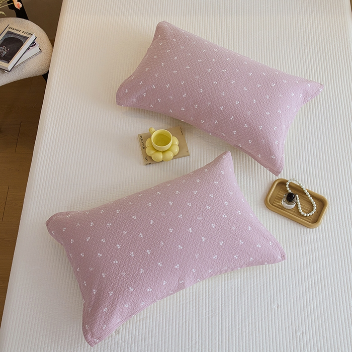 91家纺网 家纺一手货源 找家纺 棠薇家纺 2025新款 枕巾纯棉纱布水洗全棉纱布纯棉耐脏吸汗透气预缩水 樱桃朵朵粉