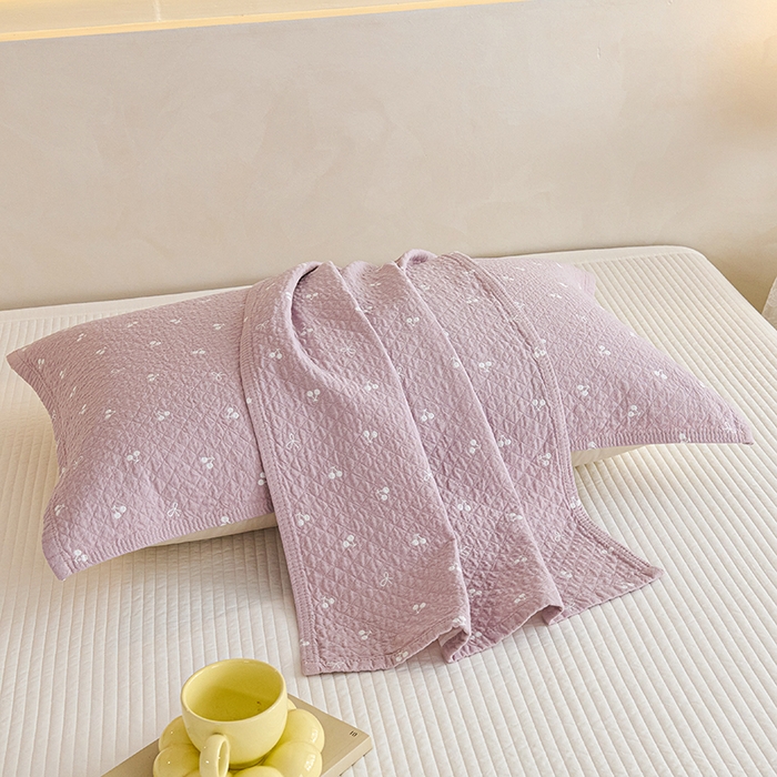 91家纺网 家纺一手货源 找家纺 棠薇家纺 2025新款 枕巾纯棉纱布水洗全棉纱布纯棉耐脏吸汗透气预缩水 樱桃朵朵粉