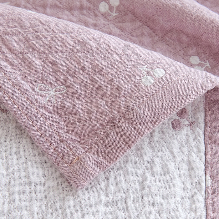 91家纺网 家纺一手货源 找家纺 棠薇家纺 2025新款 枕巾纯棉纱布水洗全棉纱布纯棉耐脏吸汗透气预缩水 樱桃朵朵粉