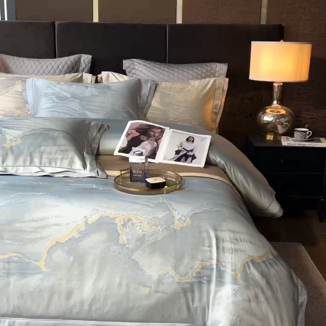 91家纺网 家纺一手货源 找家纺 （总）南泉坊 2025新款亲肤舒适双层荷叶边色织提花四件套