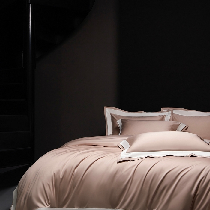 91家纺网 家纺一手货源 找家纺 南泉坊 2025新款亲肤舒适全棉纯棉长绒棉双层荷叶边撞色四件套-休斯顿 休斯顿-虾粉