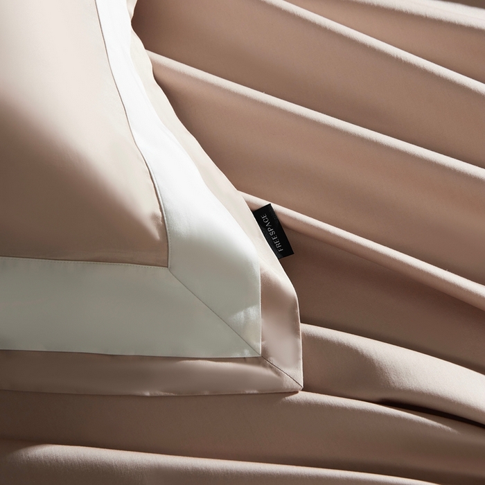 91家纺网 家纺一手货源 找家纺 南泉坊 2025新款亲肤舒适全棉纯棉长绒棉双层荷叶边撞色四件套-休斯顿 休斯顿-虾粉