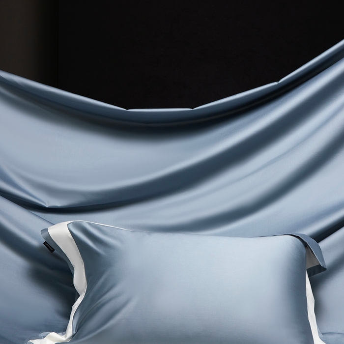 91家纺网 家纺一手货源 找家纺 南泉坊 2025新款亲肤舒适全棉纯棉长绒棉双层荷叶边撞色四件套-休斯顿 休斯顿-天蓝