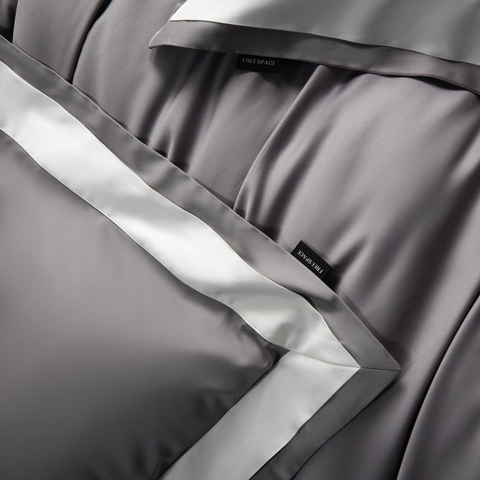 91家纺网 家纺一手货源 找家纺 南泉坊 2025新款亲肤舒适全棉纯棉长绒棉双层荷叶边撞色四件套-休斯顿 休斯顿-浅灰