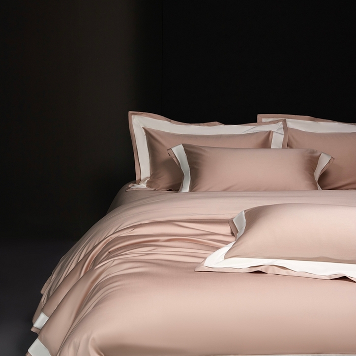 91家纺网 家纺一手货源 找家纺 南泉坊 2025新款亲肤舒适全棉纯棉长绒棉双层荷叶边撞色四件套-休斯顿 休斯顿-虾粉