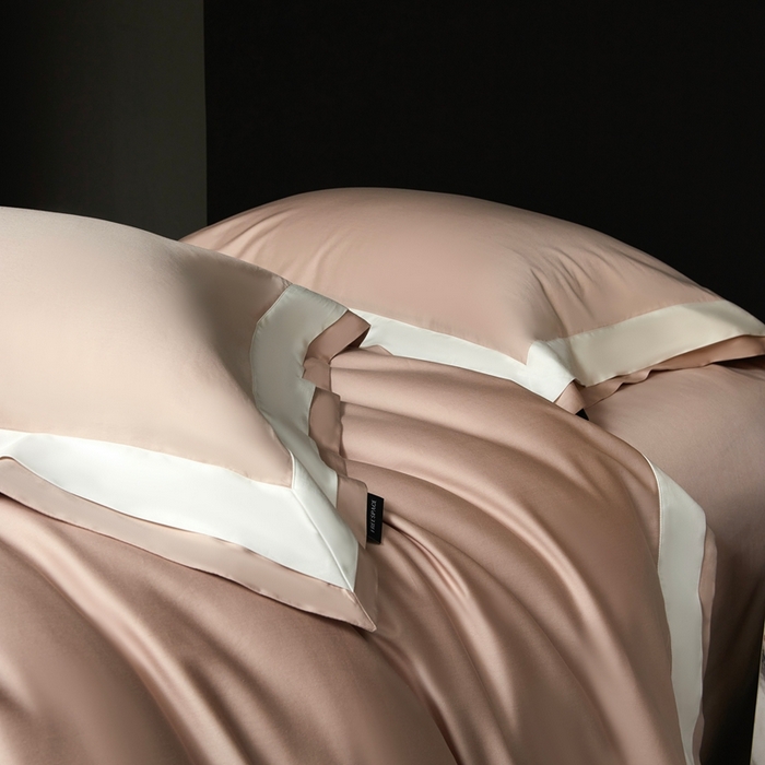 91家纺网 家纺一手货源 找家纺 南泉坊 2025新款亲肤舒适全棉纯棉长绒棉双层荷叶边撞色四件套-休斯顿 休斯顿-虾粉