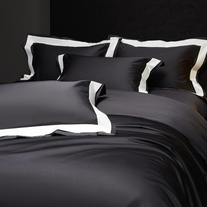 91家纺网 家纺一手货源 找家纺 南泉坊 2025新款亲肤舒适全棉纯棉长绒棉双层荷叶边撞色四件套-休斯顿 休斯顿-深灰