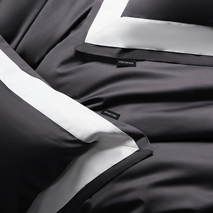 91家纺网 家纺一手货源 找家纺 南泉坊 2025新款亲肤舒适全棉纯棉长绒棉双层荷叶边撞色四件套-休斯顿 休斯顿-深灰