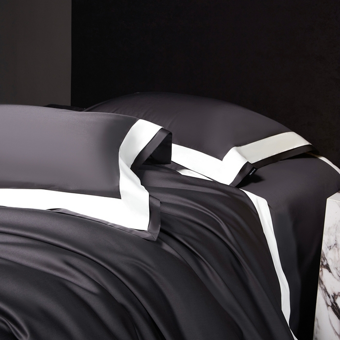 91家纺网 家纺一手货源 找家纺 南泉坊 2025新款亲肤舒适全棉纯棉长绒棉双层荷叶边撞色四件套-休斯顿 休斯顿-深灰