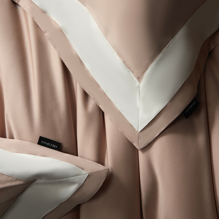 91家纺网 家纺一手货源 找家纺 南泉坊 2025新款亲肤舒适全棉纯棉长绒棉双层荷叶边撞色四件套-休斯顿 休斯顿-虾粉