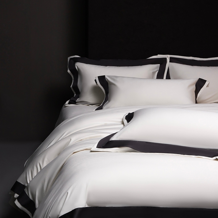 91家纺网 家纺一手货源 找家纺 南泉坊 2025新款亲肤舒适全棉纯棉长绒棉双层荷叶边撞色四件套-休斯顿 休斯顿-雪峰白