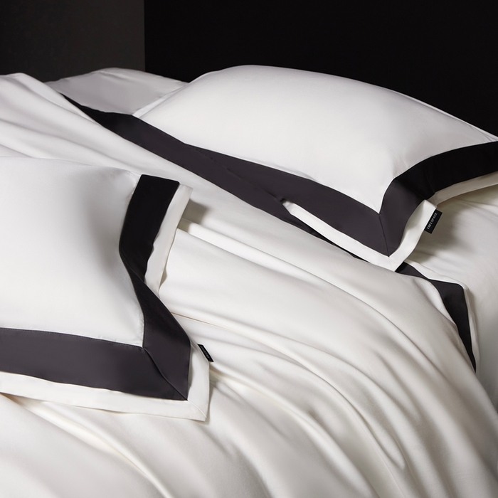 91家纺网 家纺一手货源 找家纺 南泉坊 2025新款亲肤舒适全棉纯棉长绒棉双层荷叶边撞色四件套-休斯顿 休斯顿-雪峰白