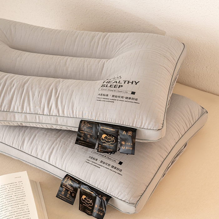 91家纺网 家纺一手货源 找家纺 宇诺家纺 2025新款纯棉双面绗缝护颈枕枕头枕芯 中枕