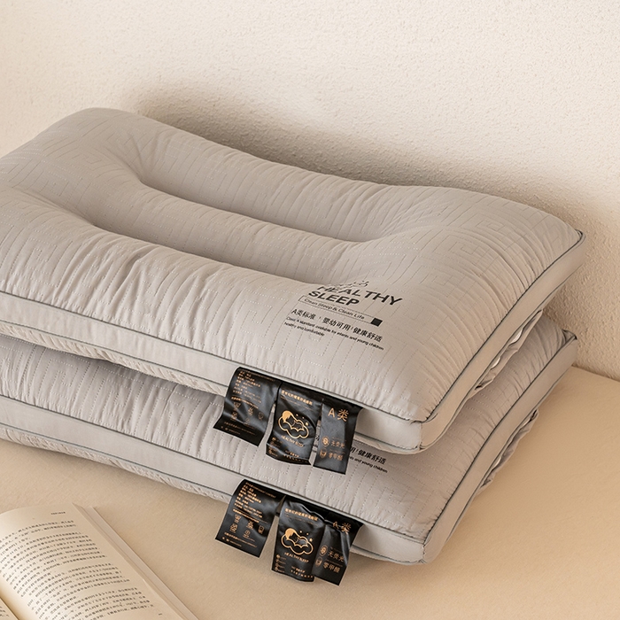 91家纺网 家纺一手货源 找家纺 宇诺家纺 2025新款纯棉双面绗缝护颈枕枕头枕芯 中枕