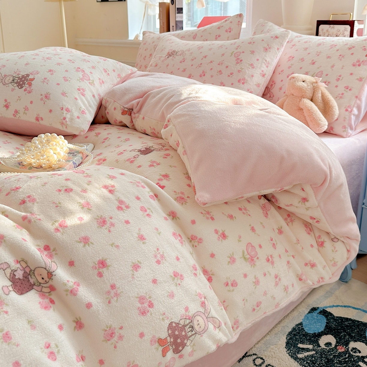 91家纺网 家纺一手货源 找家纺 （总）水木坊 2025新款A加厚牛奶绒印花四件套-含买家秀