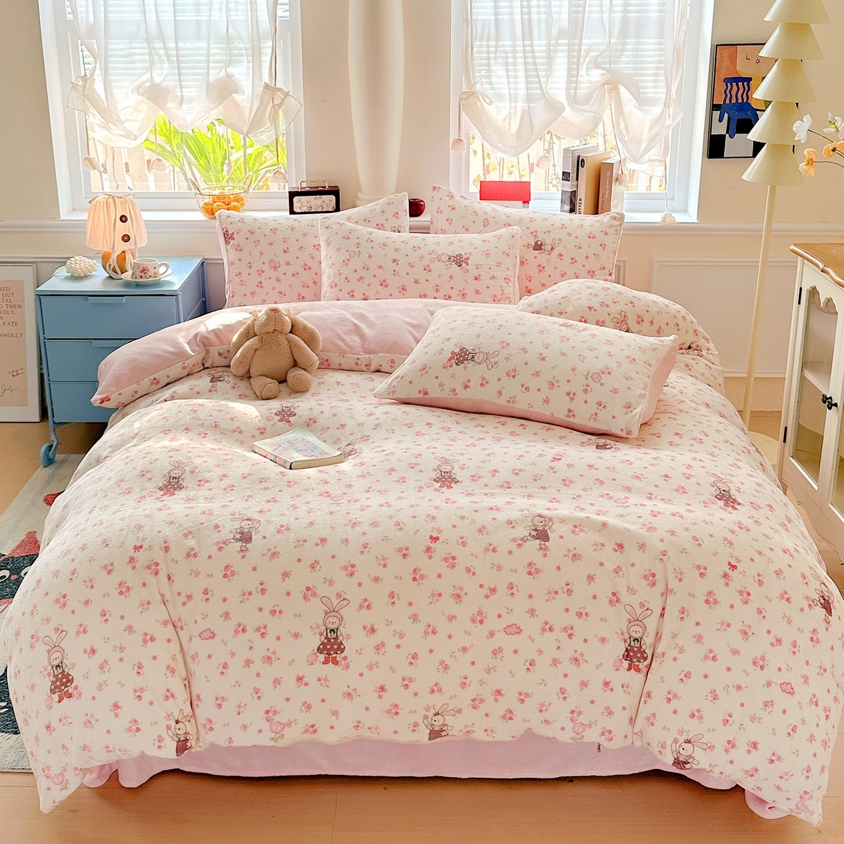 91家纺网 家纺一手货源 找家纺 （总）水木坊 2025新款A加厚牛奶绒印花四件套-含买家秀