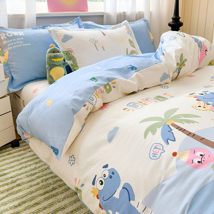 91家纺网 家纺一手货源 找家纺 拾物记 2025新款A类12868全棉纯棉单被套被套单件-提供买家秀和质检报告 度假恐龙