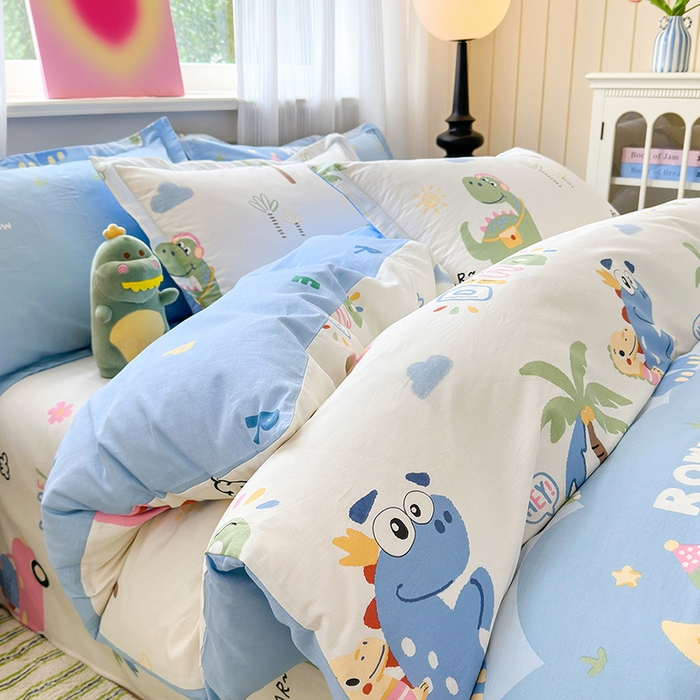 91家纺网 家纺一手货源 找家纺 拾物记 2025新款A类12868全棉纯棉单被套被套单件-提供买家秀和质检报告 度假恐龙