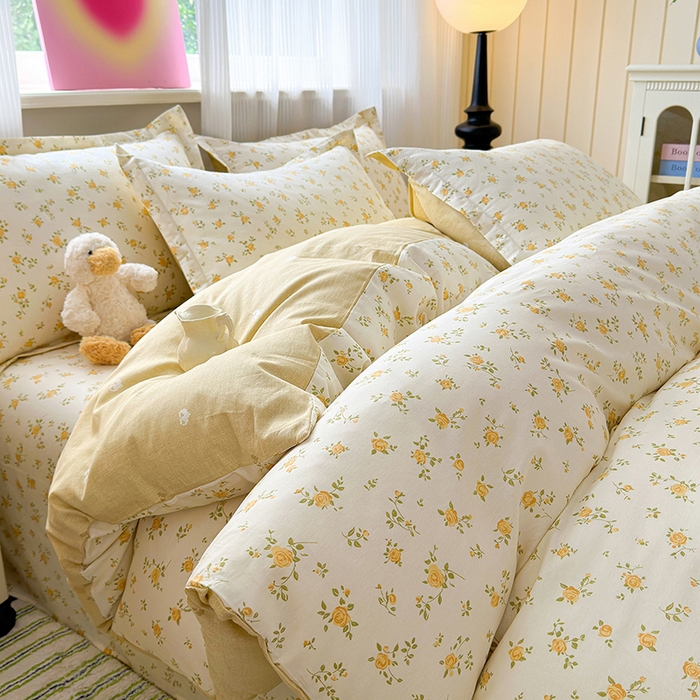 91家纺网 家纺一手货源 找家纺 拾物记 2025新款A类12868全棉纯棉单被套被套单件-提供买家秀和质检报告 故事小黄花