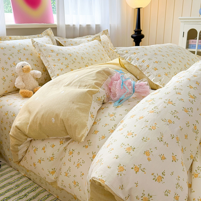 91家纺网 家纺一手货源 找家纺 拾物记 2025新款A类12868全棉纯棉单被套被套单件-提供买家秀和质检报告 故事小黄花