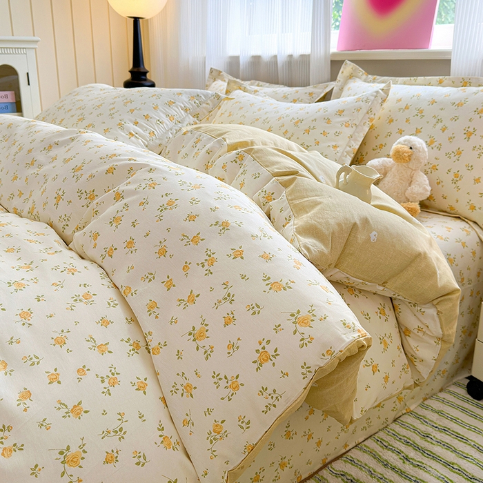 91家纺网 家纺一手货源 找家纺 拾物记 2025新款A类12868全棉纯棉单被套被套单件-提供买家秀和质检报告 故事小黄花