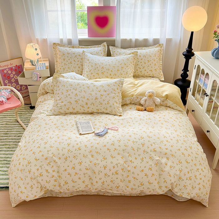 91家纺网 家纺一手货源 找家纺 拾物记 2025新款A类12868全棉纯棉单被套被套单件-提供买家秀和质检报告 故事小黄花