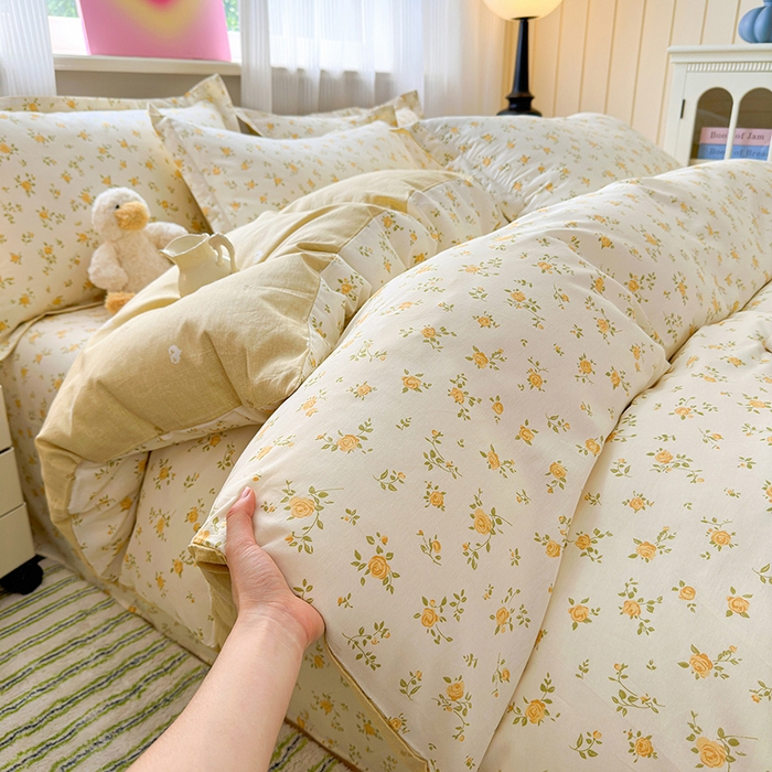 91家纺网 家纺一手货源 找家纺 拾物记 2025新款A类12868全棉纯棉单被套被套单件-提供买家秀和质检报告 故事小黄花