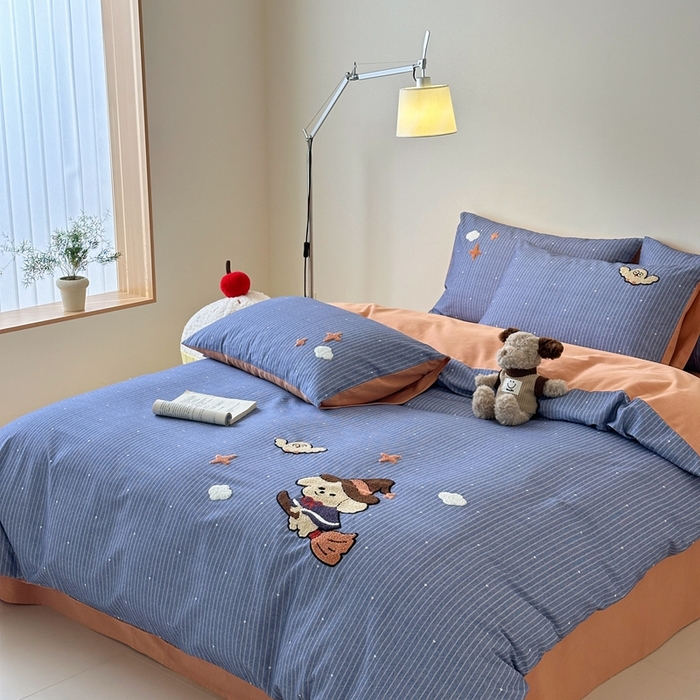 91家纺网 家纺一手货源 找家纺 锦觅 2025秋冬A类数码印花全棉纯棉磨毛绣花保暖四件套 星河万里