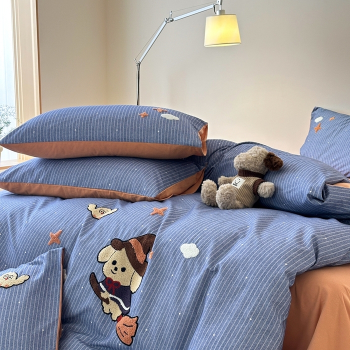 91家纺网 家纺一手货源 找家纺 锦觅 2025秋冬A类数码印花全棉纯棉磨毛绣花保暖四件套 星河万里