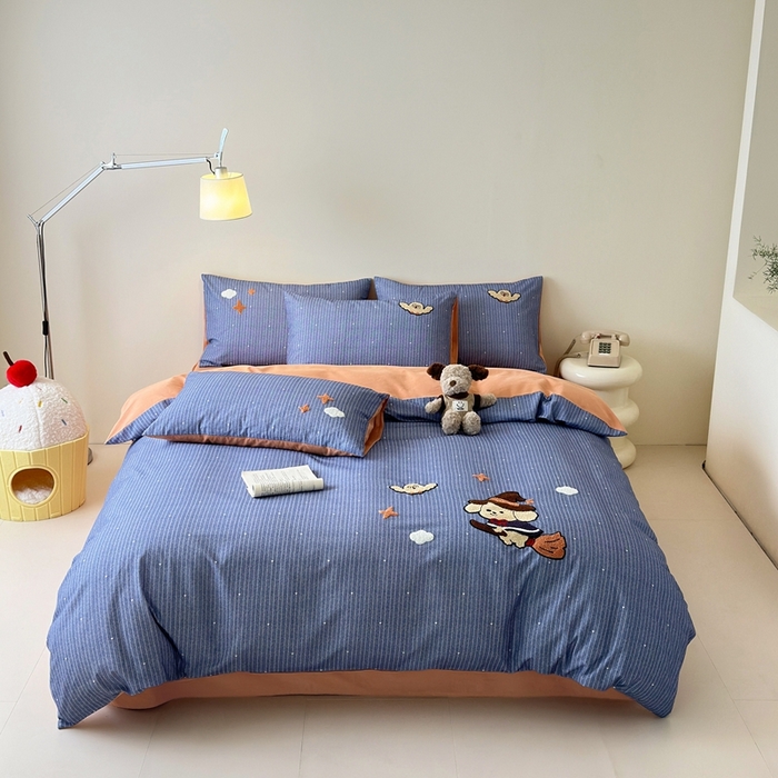 91家纺网 家纺一手货源 找家纺 锦觅 2025秋冬A类数码印花全棉纯棉磨毛绣花保暖四件套 星河万里