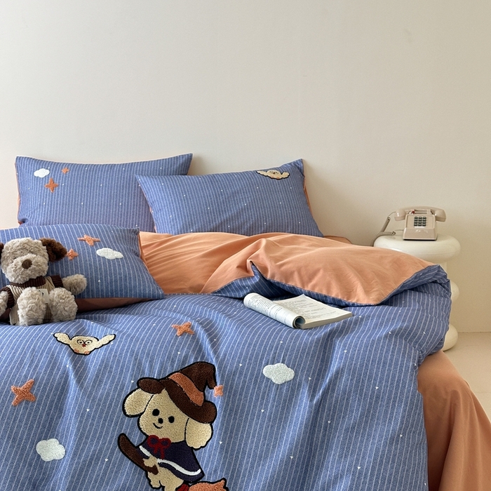 91家纺网 家纺一手货源 找家纺 锦觅 2025秋冬A类数码印花全棉纯棉磨毛绣花保暖四件套 星河万里