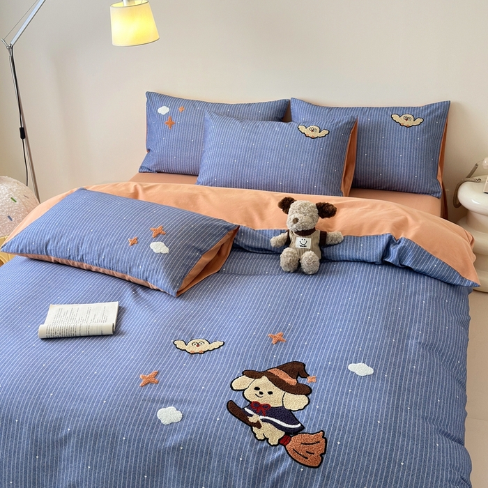 91家纺网 家纺一手货源 找家纺 锦觅 2025秋冬A类数码印花全棉纯棉磨毛绣花保暖四件套 星河万里