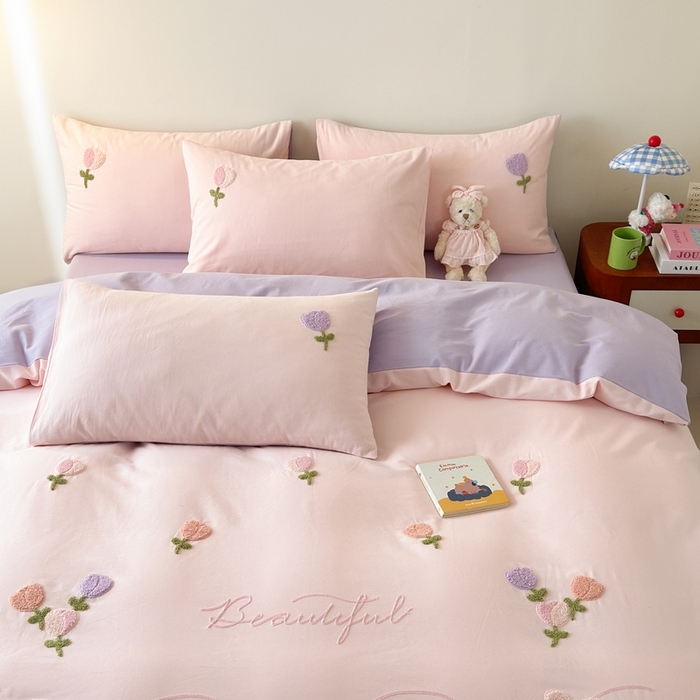 91家纺网 家纺一手货源 找家纺 锦觅 2025秋冬A类数码印花全棉纯棉磨毛绣花保暖四件套 繁花似锦