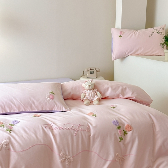 91家纺网 家纺一手货源 找家纺 锦觅 2025秋冬A类数码印花全棉纯棉磨毛绣花保暖四件套 繁花似锦