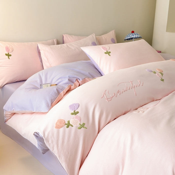 91家纺网 家纺一手货源 找家纺 锦觅 2025秋冬A类数码印花全棉纯棉磨毛绣花保暖四件套 繁花似锦