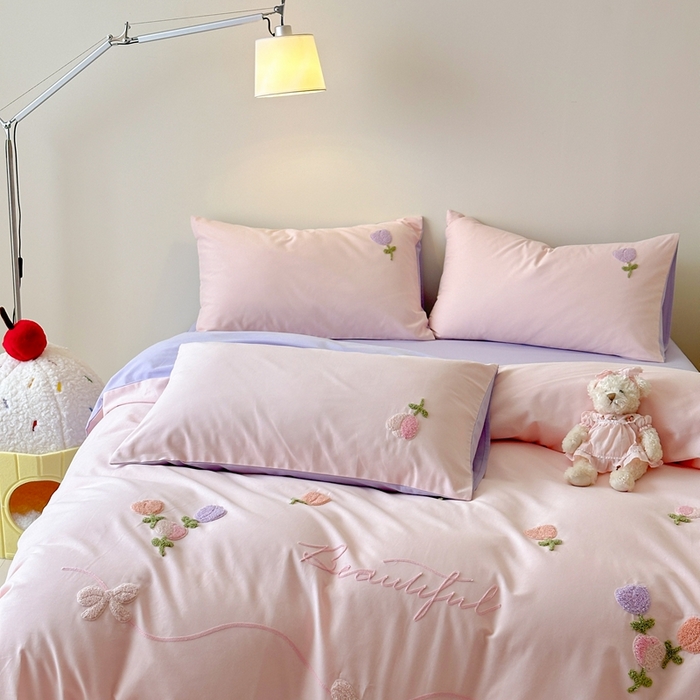 91家纺网 家纺一手货源 找家纺 锦觅 2025秋冬A类数码印花全棉纯棉磨毛绣花保暖四件套 繁花似锦