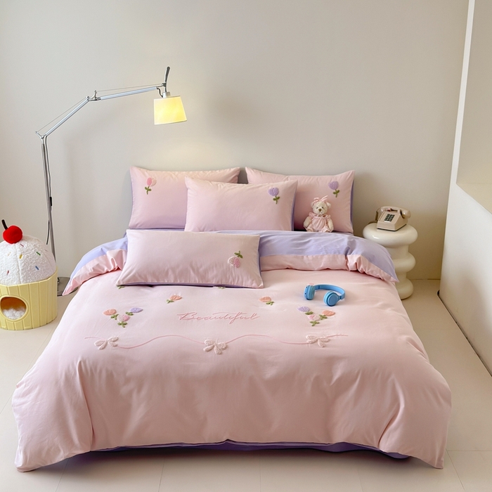 91家纺网 家纺一手货源 找家纺 锦觅 2025秋冬A类数码印花全棉纯棉磨毛绣花保暖四件套 繁花似锦