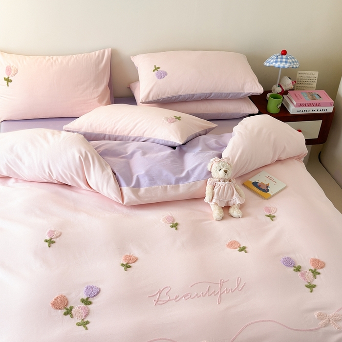 91家纺网 家纺一手货源 找家纺 锦觅 2025秋冬A类数码印花全棉纯棉磨毛绣花保暖四件套 繁花似锦