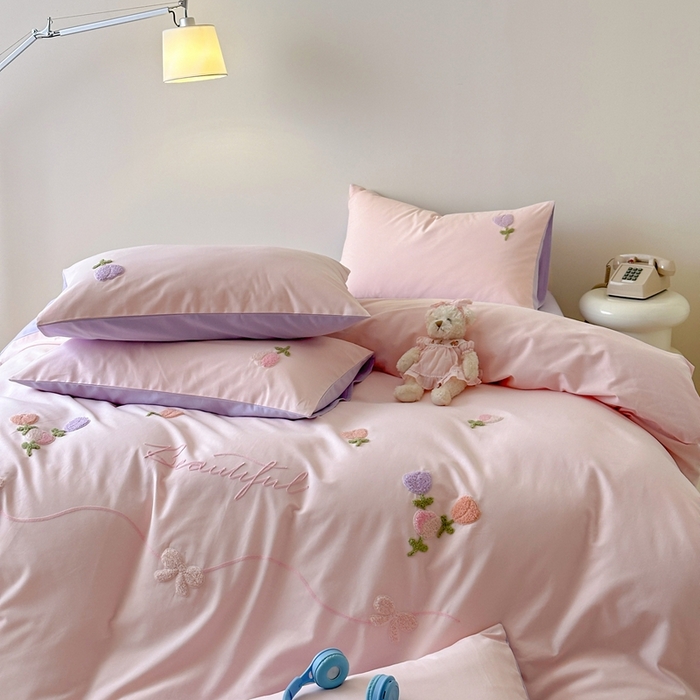 91家纺网 家纺一手货源 找家纺 锦觅 2025秋冬A类数码印花全棉纯棉磨毛绣花保暖四件套 繁花似锦