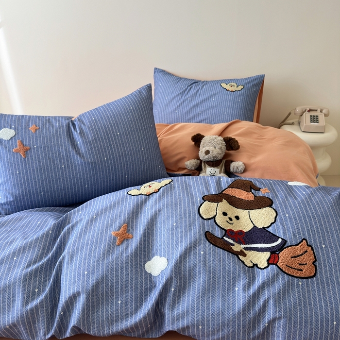 91家纺网 家纺一手货源 找家纺 锦觅 2025秋冬A类数码印花全棉纯棉磨毛绣花保暖四件套 星河万里