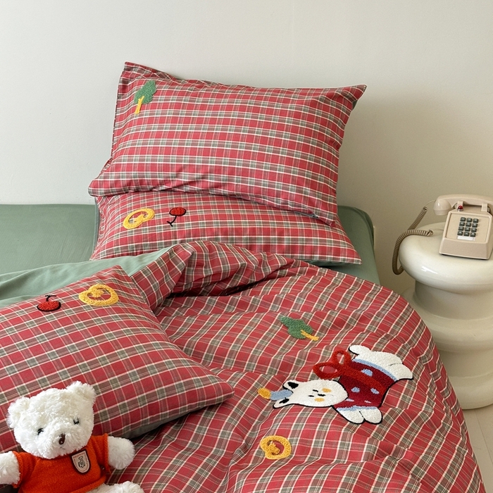 91家纺网 家纺一手货源 找家纺 锦觅 2025秋冬A类数码印花全棉纯棉磨毛绣花保暖四件套 喜气洋洋