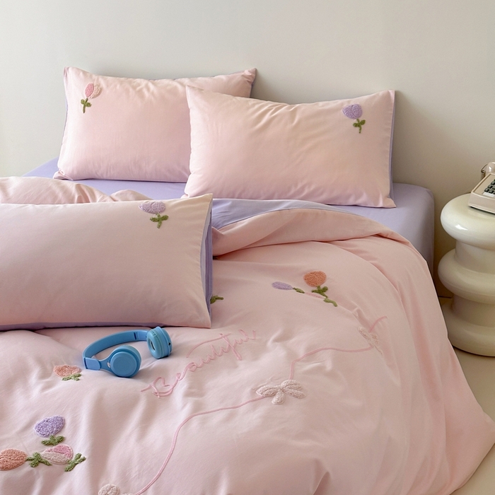 91家纺网 家纺一手货源 找家纺 锦觅 2025秋冬A类数码印花全棉纯棉磨毛绣花保暖四件套 繁花似锦