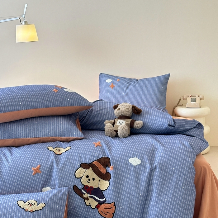 91家纺网 家纺一手货源 找家纺 锦觅 2025秋冬A类数码印花全棉纯棉磨毛绣花保暖四件套 星河万里