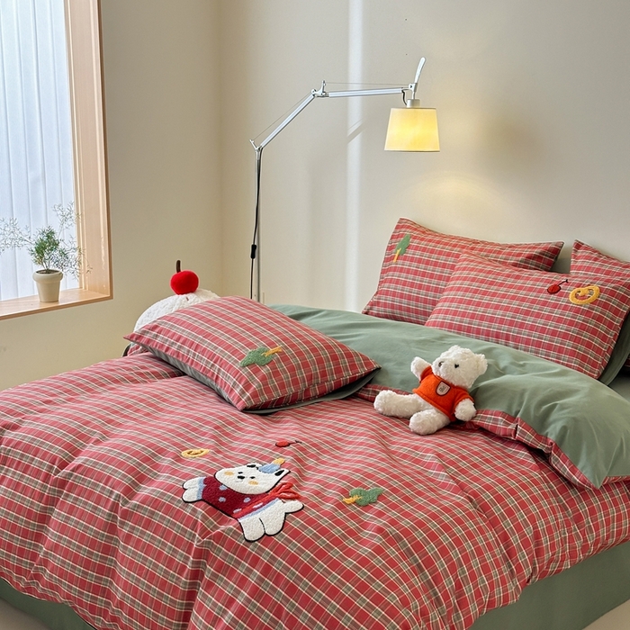 91家纺网 家纺一手货源 找家纺 锦觅 2025秋冬A类数码印花全棉纯棉磨毛绣花保暖四件套 喜气洋洋