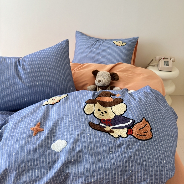 91家纺网 家纺一手货源 找家纺 锦觅 2025秋冬A类数码印花全棉纯棉磨毛绣花保暖四件套 星河万里