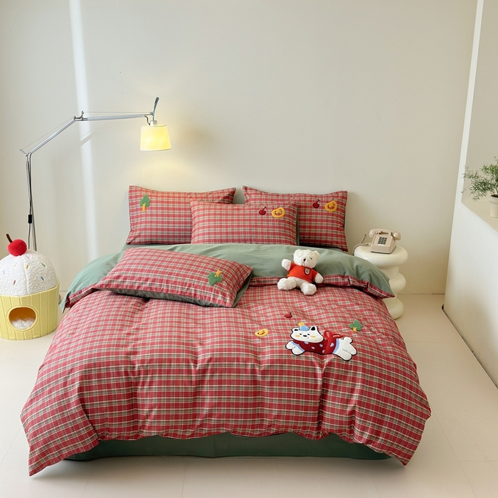 91家纺网 家纺一手货源 找家纺 锦觅 2025秋冬A类数码印花全棉纯棉磨毛绣花保暖四件套 喜气洋洋