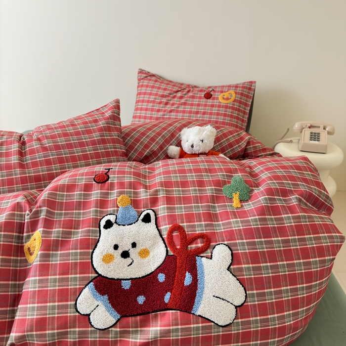 91家纺网 家纺一手货源 找家纺 锦觅 2025秋冬A类数码印花全棉纯棉磨毛绣花保暖四件套 喜气洋洋