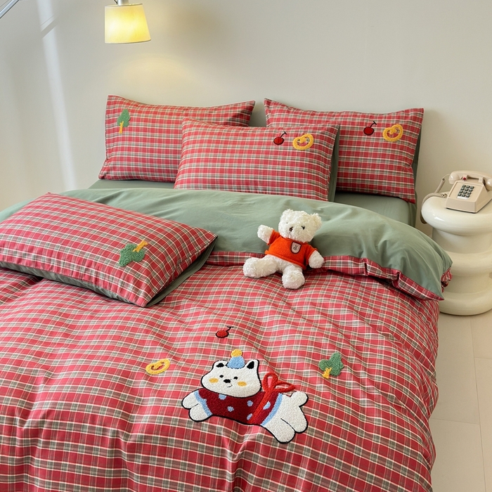 91家纺网 家纺一手货源 找家纺 锦觅 2025秋冬A类数码印花全棉纯棉磨毛绣花保暖四件套 喜气洋洋