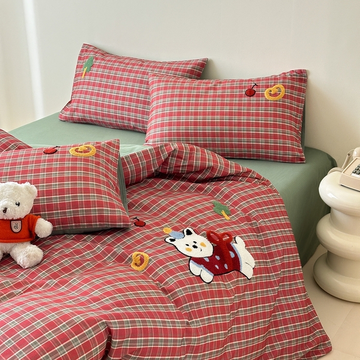 91家纺网 家纺一手货源 找家纺 锦觅 2025秋冬A类数码印花全棉纯棉磨毛绣花保暖四件套 喜气洋洋